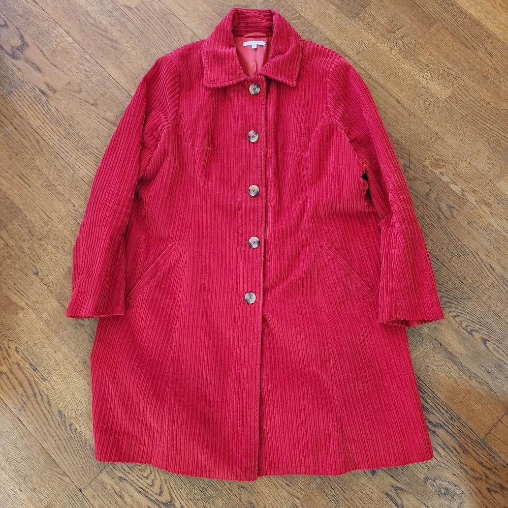 Frances Valentine Red Corduroy Barn Coat Medium